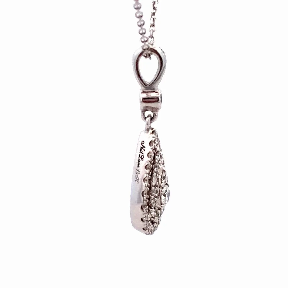 Neil Lane 14K White Gold Diamond Triple Layer Pear Halo Dangle Pendant Necklace